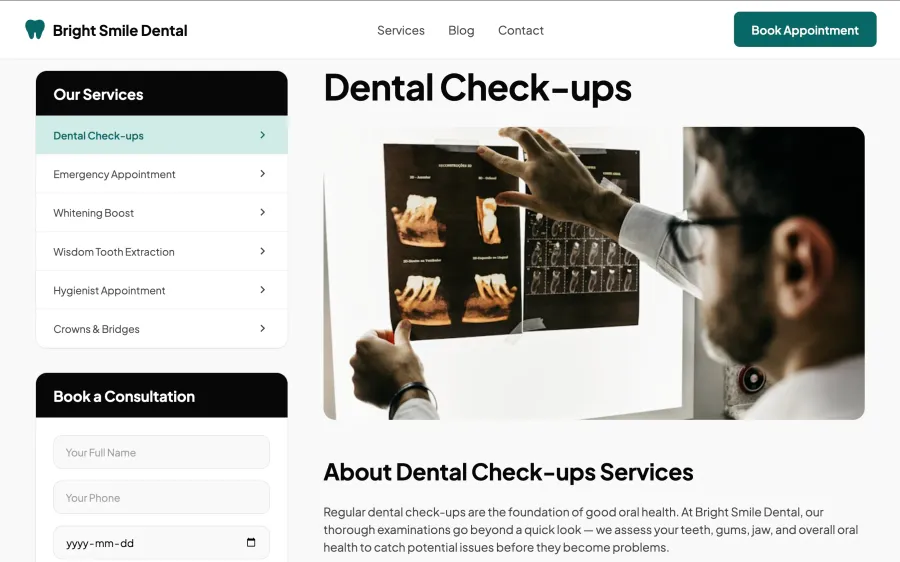 Dental Practice — Interior page