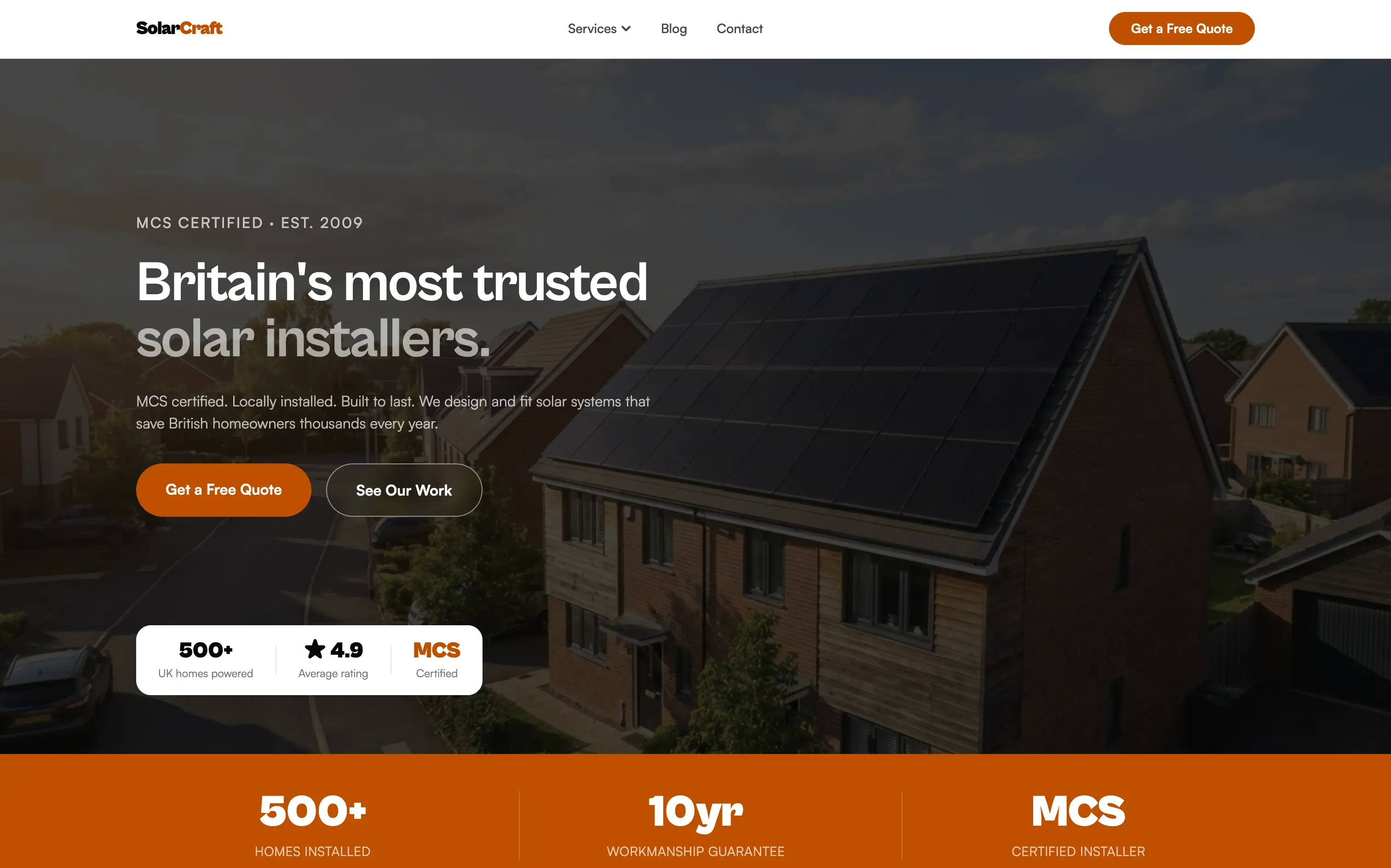 Solar company demo site screenshot